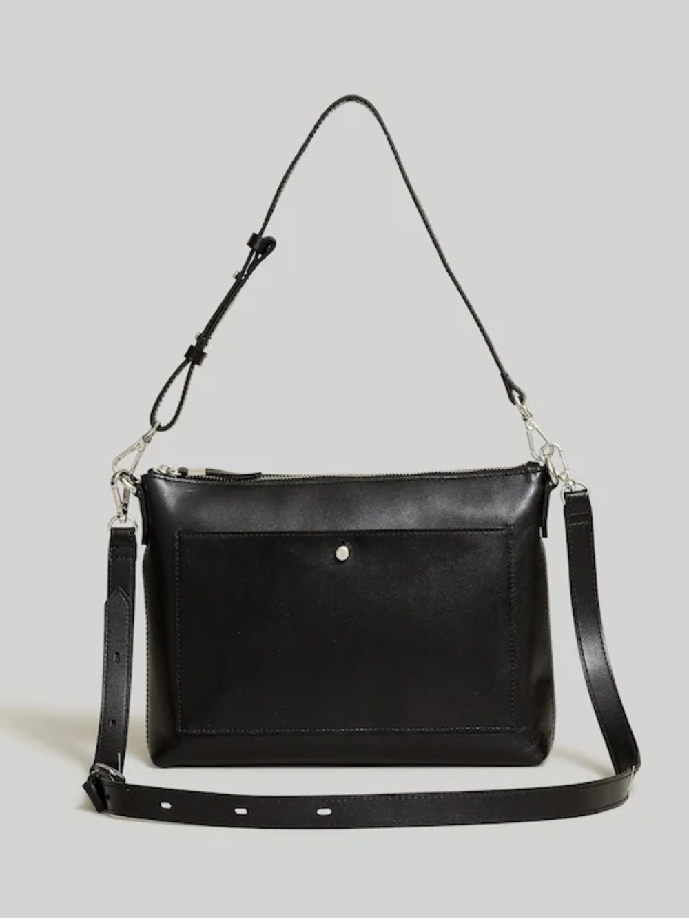 NWT Madewell The Transport Shoulder Crossbody True Black Silver